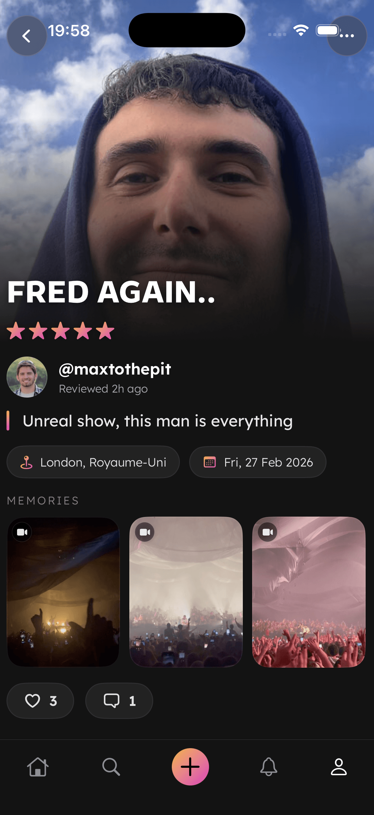 Review with Memories in Showcase
